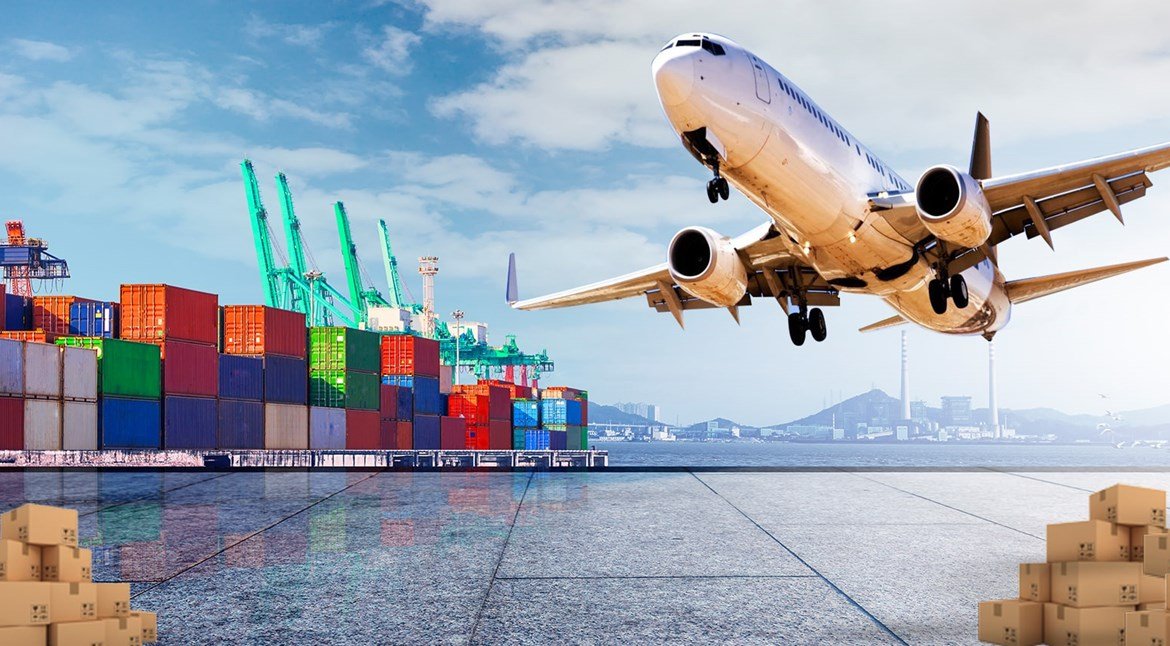 Air freight cargo prepared for transport