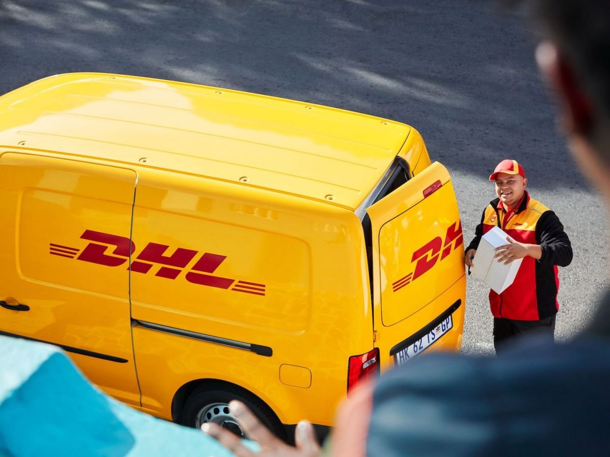 Courier preparing a shipment for delivery
